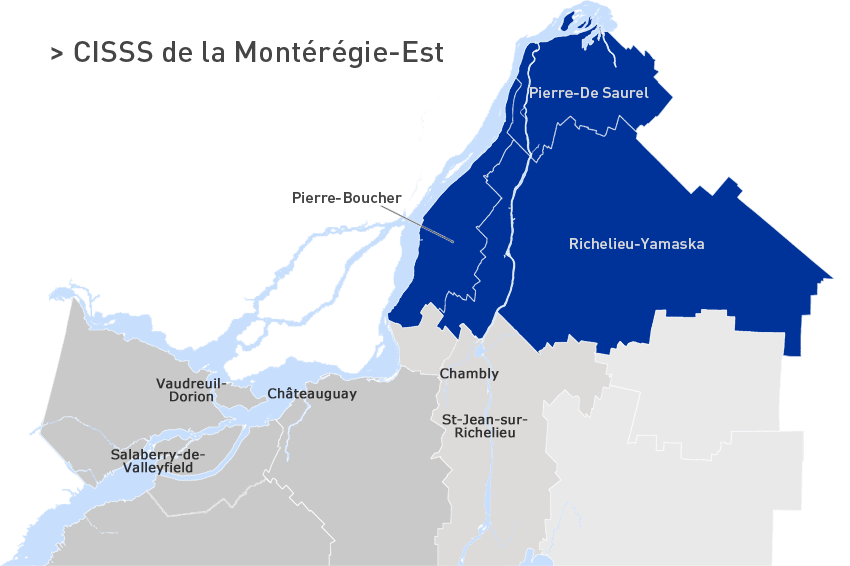 carte du territoire CISSS de la Montérégie-Est