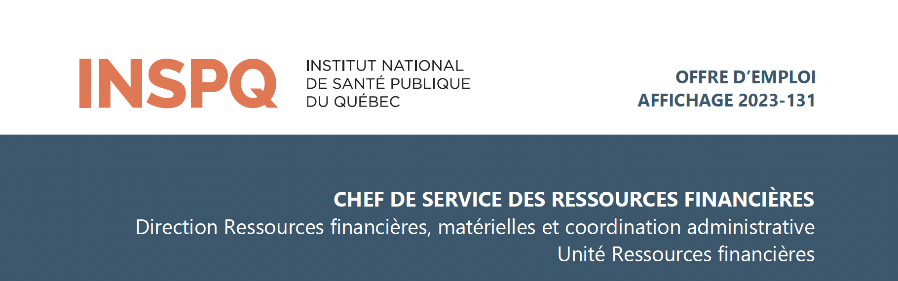 CHEF DE SERVICE DES RESSOURCES FINANCIÈRES - INSPQ