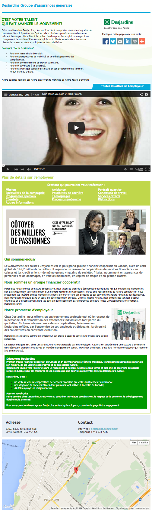 Portail employeur de Desjardins Groupe d'assurances générales - emploisenadministration.com