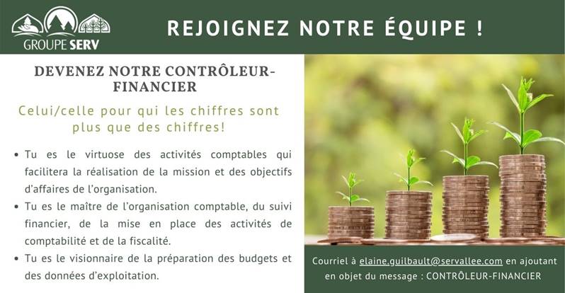 Contrôleur financier pour la Société d'exploitation des ressources de la Vallée